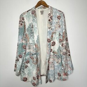 Chicos Blazer Paisley Floral Open Jacket Size XL